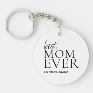 Best Mom Mum Ever Name Photo White Key Ring