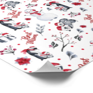 Best Mom Penguin Christmas pattern Poster