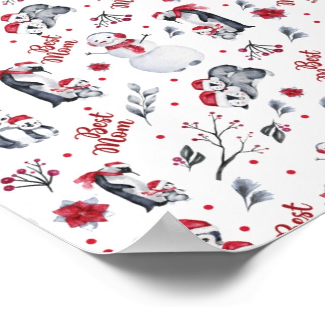 Best Mom Penguin Christmas pattern Poster (Corner)
