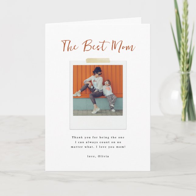 Best Mom Photo Minimal Script Design Holiday Card (Front)