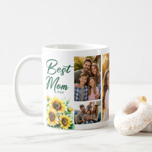 Best Mom Sunflower Photo Collage Mug