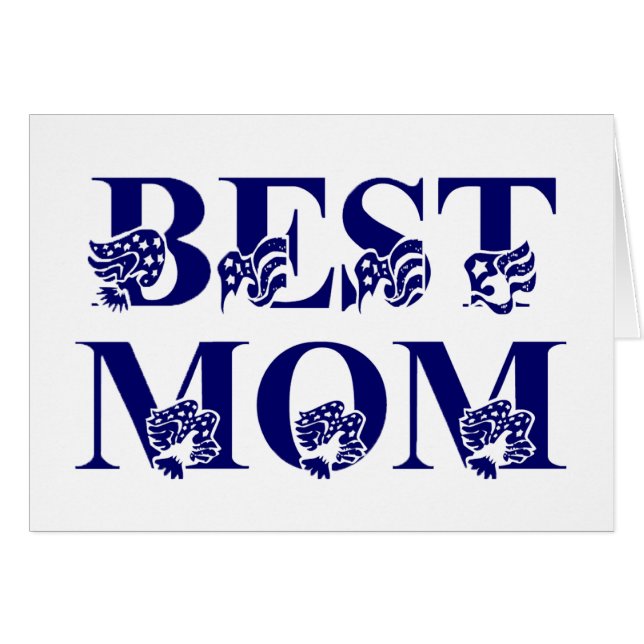 Best Mom USA Flag Text Greeting Card (Front Horizontal)
