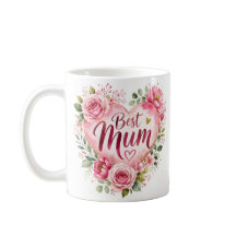 Best Mom Watercolor Floral Heart Design