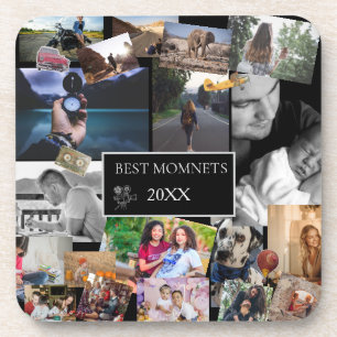 Best Moments New Year Photo Collage Coaster