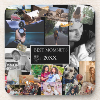 Best Moments New Year Photo Collage Coaster