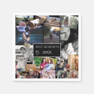 Best Moments New Year Photo Collage Napkin