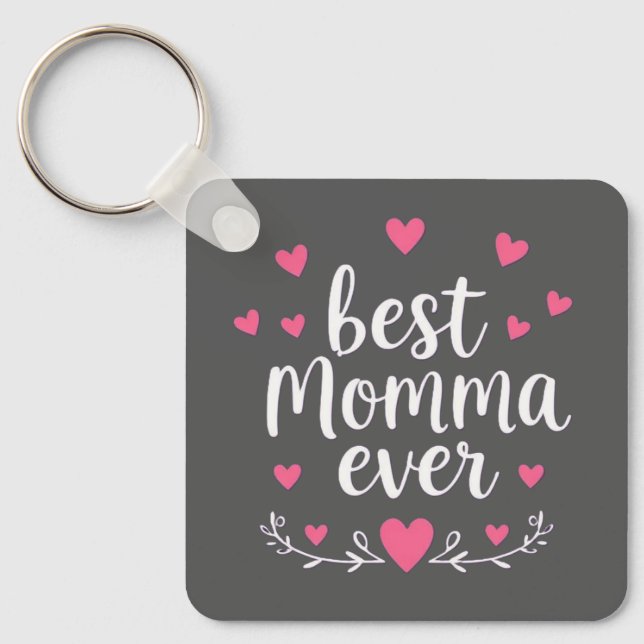 best momma ever grey key ring (Front)
