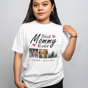 Best Mommy Ever 3 Photo Collage kids name Mother T-Shirt