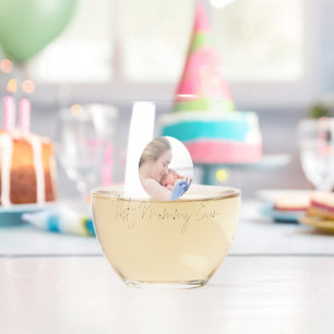 Best Mommy Ever Custom Photo Script Name Stemless Wine Glass