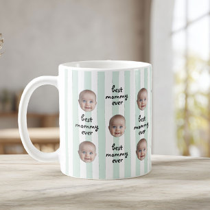 Best Mommy Ever Cute Stripes Baby Face Photo Coffee Mug