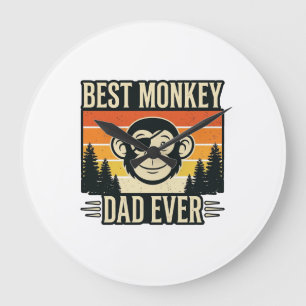Best Monkey Dad Ever Vintage Monkey Father Shirt_1 Large Clock