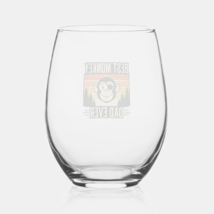 Best Monkey Dad Ever Vintage Monkey Father Shirt_1 Stemless Wine Glass