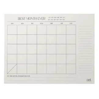 best month planner 11" x 8.5" Notepad - 40 pages