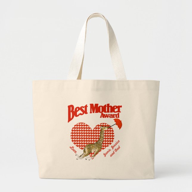 Best Mother Award Keepsake Large Tote Bag (Front)