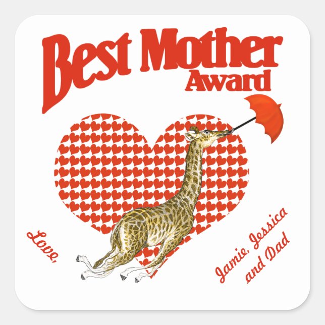 Best Mother Award Keepsake Square Sticker (Front)