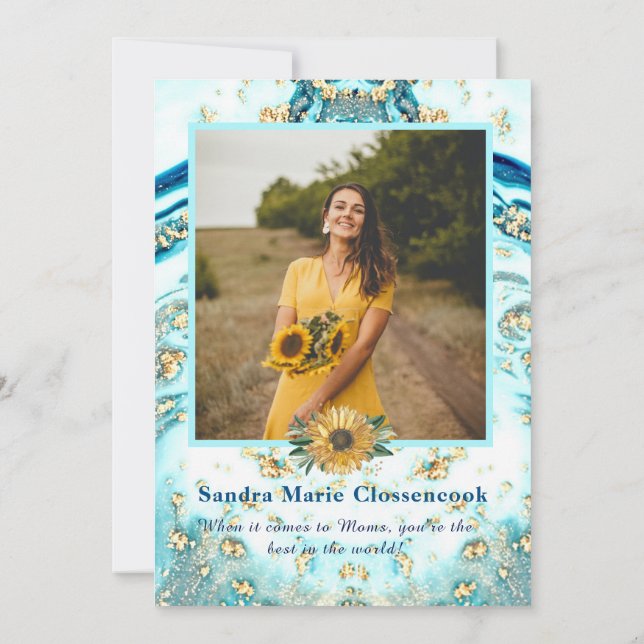 Best Mother Ever  4 Photo Collage Blue Marble Anno Announcement (Back)