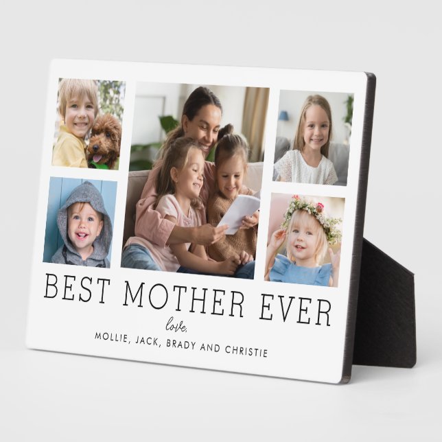 Best Mother Ever 5-Photo Collage Children Custom Plaque (Side)