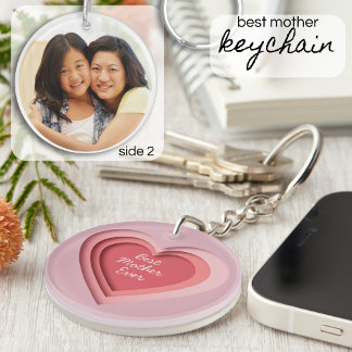 Best Mother Ever Custom Photo Heart Key Ring