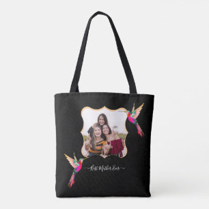 Best Mother Ever! Family Photo Hummingbird Tote Bag