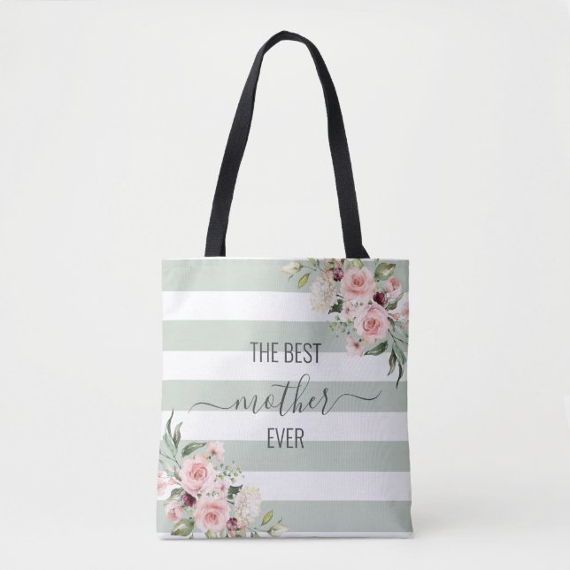 Best mother ever floral tote in pastel colours (Front)