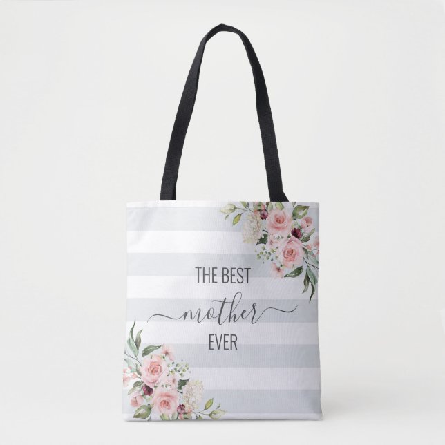 Best mother ever floral tote in pastel colours bag (Front)