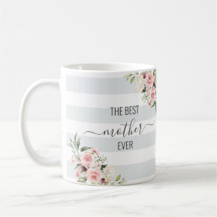 Best mother ever floral tote in pastel colours coffee mug