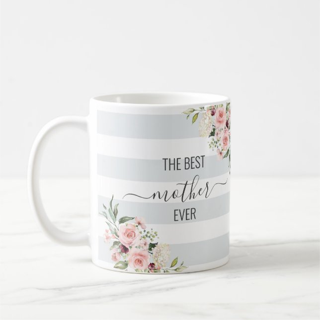 Best mother ever floral tote in pastel colours coffee mug (Left)