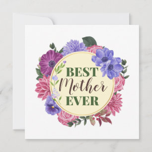 Best Mother Ever floral wreath Mother's Day card