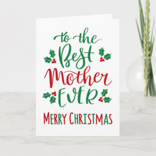 Best Mother Ever Merry Christmas Typography Card