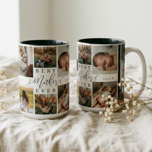 Best Mother Ever | Mother's Day 8 Photo Collage Two-Tone Coffee Mug