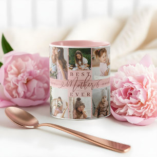 Best Mother Ever Photo Collage Pink Woodgrain  Mug