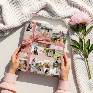 Best Mother Ever Script Mothers Day Photo Collage Wrapping Paper Sheet