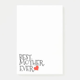 Best mother ever typography red heart post-it notes