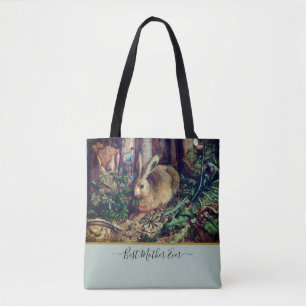 Best Mother Ever! Vintage Rabbit Watercolor Tote Bag