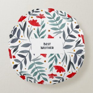 Best Mother Magical Watercolor Garden Mother's Day Round Cushion