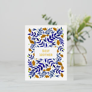 Best Mother Magical Yellow Garden Mother's Day Foil Holiday Postcard