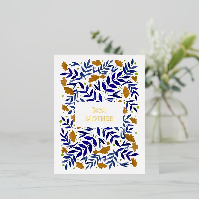 Best Mother Magical Yellow Garden Mother's Day Foil Holiday Postcard (Standing Front)