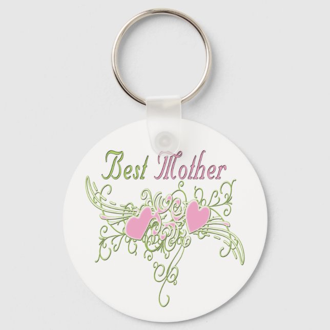 Best Mother Swirling Hearts Key Ring (Front)