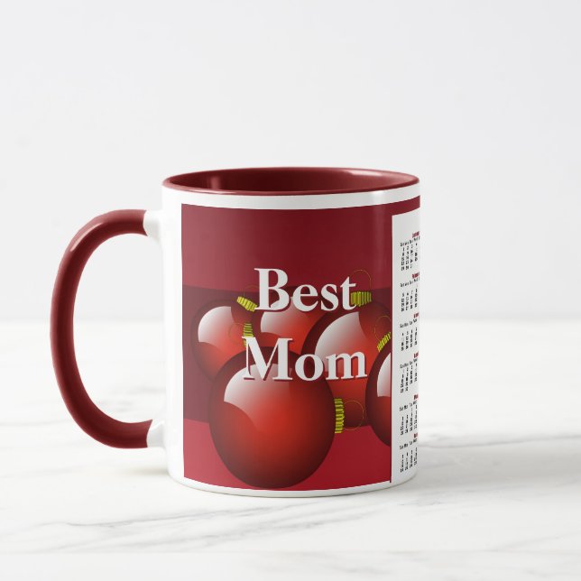 Best Mum 2012 Calendar Red Ornaments Coffee Mug (Left)