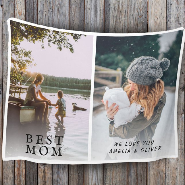 Best Mum 2 Custom Photo Collage Mother Fleece Blanket (Creator Uploaded)