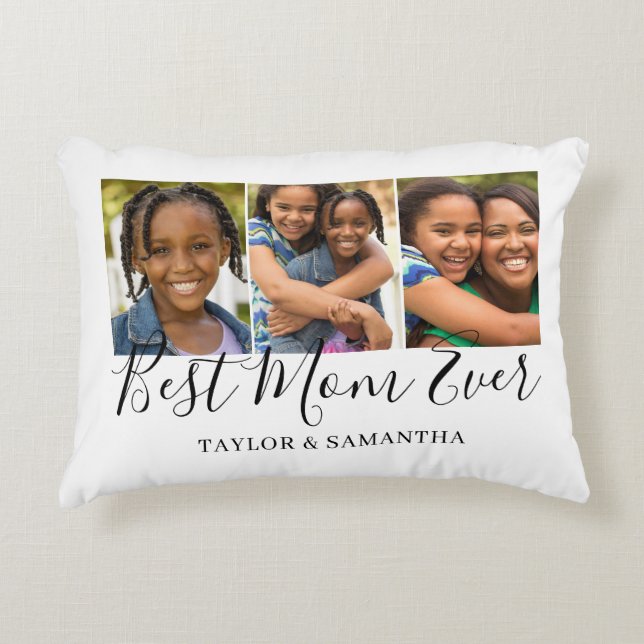 Best Mum 3 Photo Collage Accent Pillow (Front)