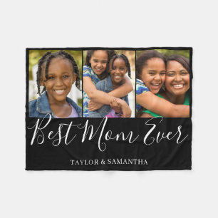 Best Mum 3 Photo Collage Fleece Blanket