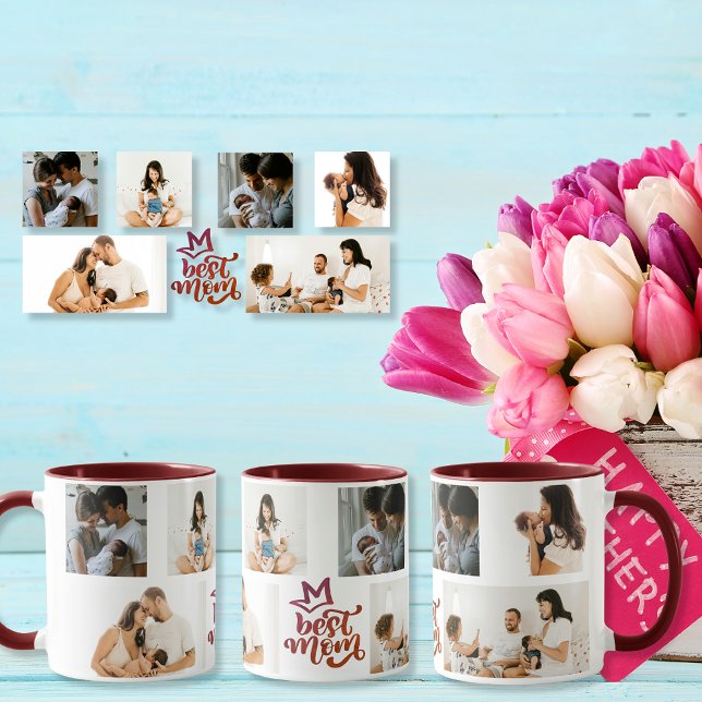  Best Mum 6 Custom Photos Mug (Best Mom 6 Custom Photos Mug)