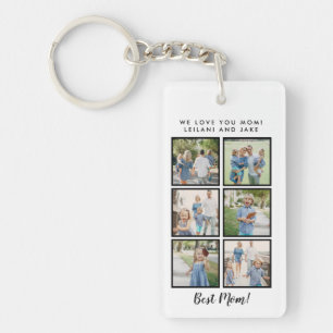 Best Mum! 6 Photos Custom Message White Key Ring