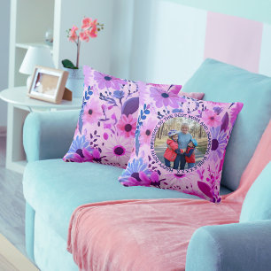 Best Mum And Grandma 60th Birthday Pink Floral Cushion