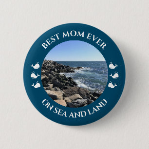 Best Mum Atlantic Ocean Waves of the Sea Blue 6 Cm Round Badge