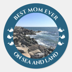 Best Mum Atlantic Ocean Waves of the Sea Blue Classic Round Sticker