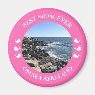 Best Mum Atlantic Ocean Waves of the Sea Pink Magnet