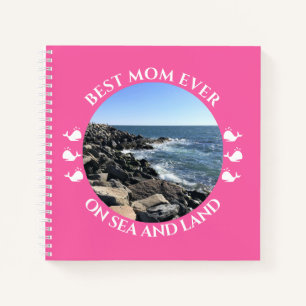 Best Mum Atlantic Ocean Waves of the Sea Pink Notebook