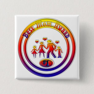 Best Mum Award Rainbow Family 15 Cm Square Badge